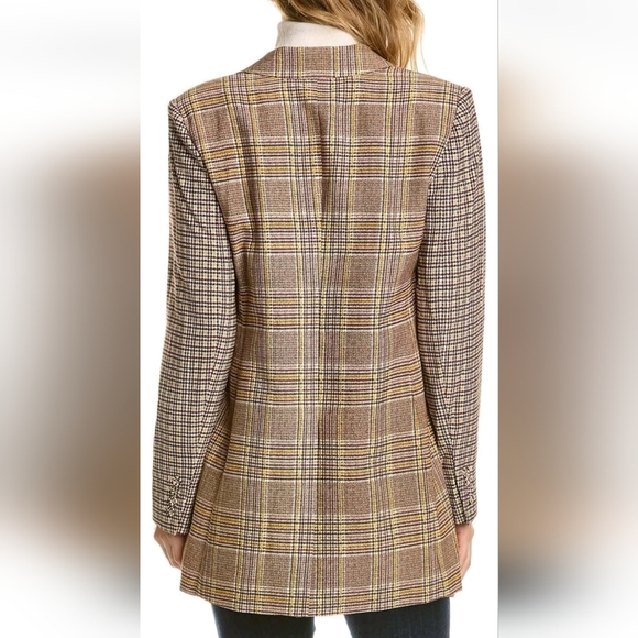 Vince Camuto Plaid Two Tone Double-Breasted Blazer Women's 4 Brown Office Career - Picture 6 of 10